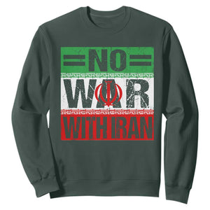 No War With Iran Sweatshirt Freedom For Iranians Vintage Iran Flag TS11 Dark Forest Green Print Your Wear