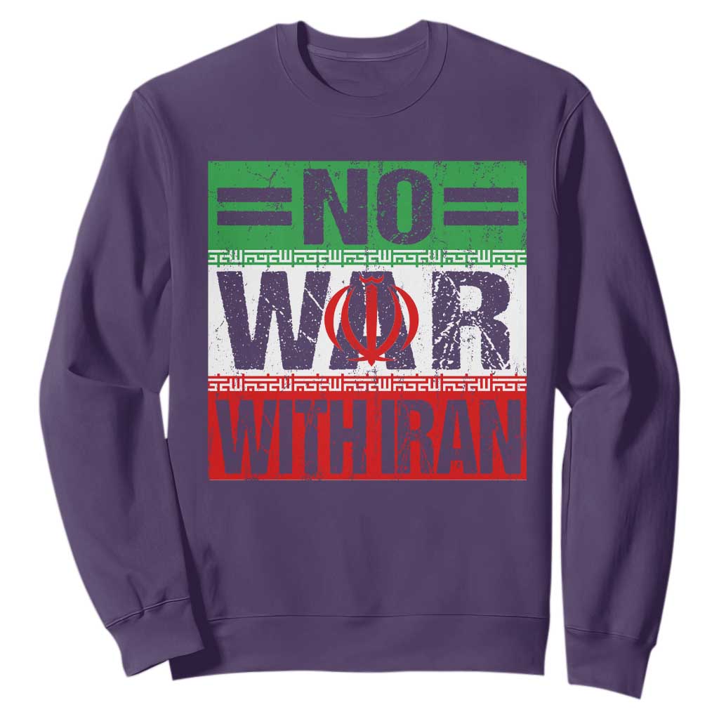 No War With Iran Sweatshirt Freedom For Iranians Vintage Iran Flag TS11 Purple Print Your Wear