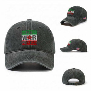 No War With Iran Washed Cotton Baseball Cap Freedom For Iranians Vintage Iran Flag TS11 Washed Cap Universal Fit Dark Green Print Your Wear