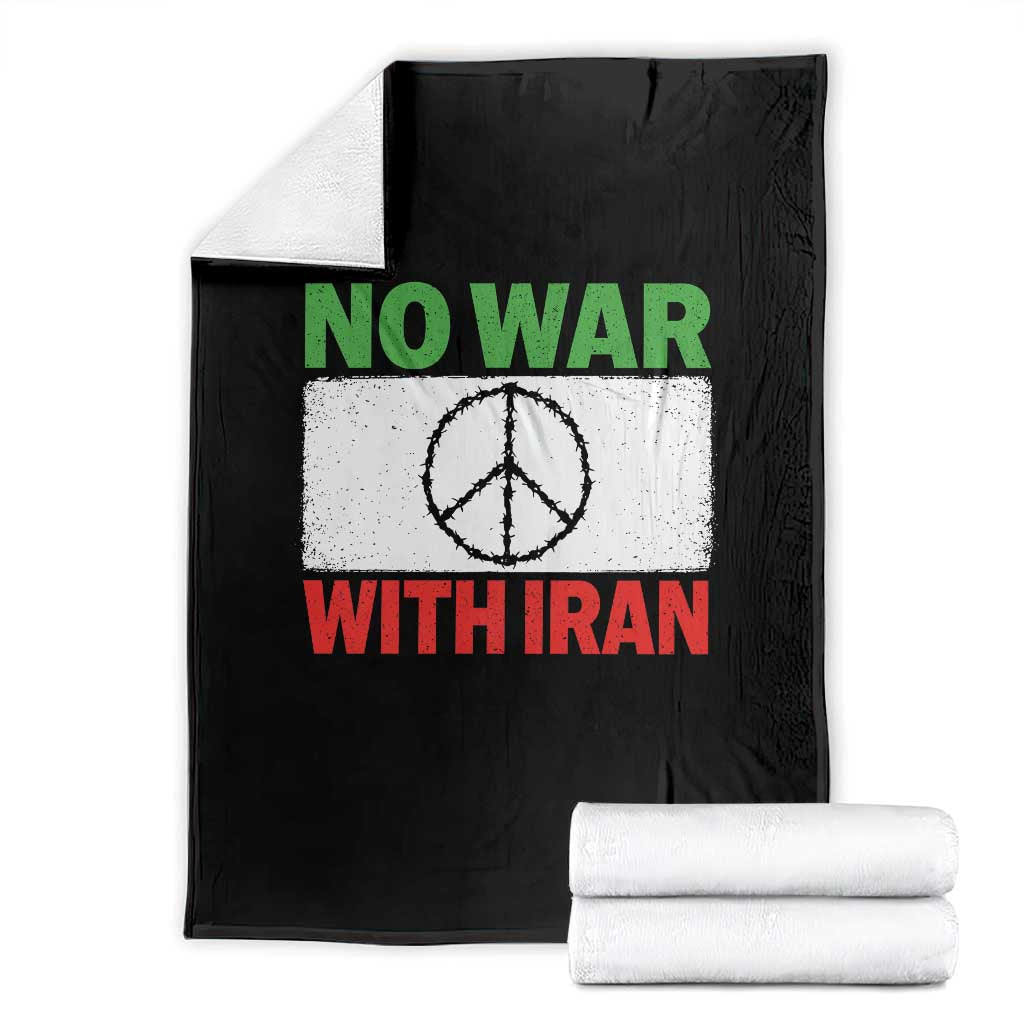 No War With Iran Throw Blanket Iranian People Support Barbed Wire Peace Sign TS11 Black Print Your Wear