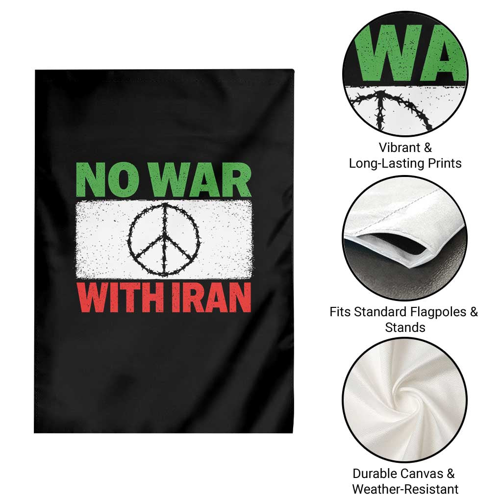 No War With Iran Garden Flag Iranian People Support Barbed Wire Peace Sign TS11 Print Your Wear