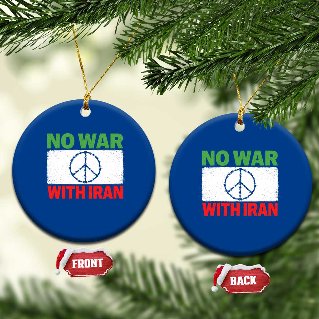 No War With Iran Ceramic Ornament Iranian People Support Barbed Wire Peace Sign TS11 1pc Blue Print Your Wear
