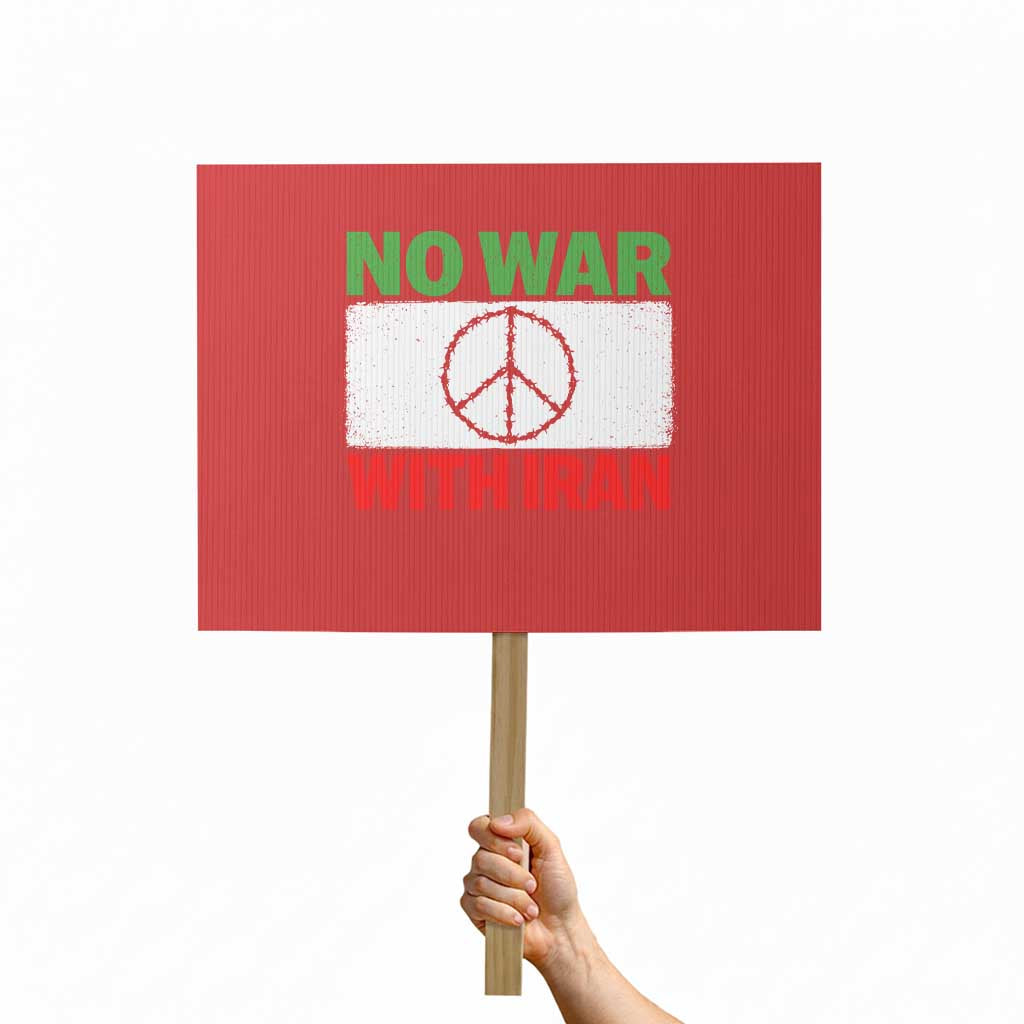 No War With Iran Protest Sign Iranian People Support Barbed Wire Peace Sign TS11 Horizontal 18