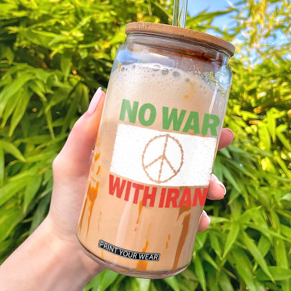 No War With Iran Glass Can Iranian People Support Barbed Wire Peace Sign TS11 Black Print Your Wear