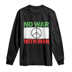 No War With Iran Long Sleeve Shirt Iranian People Support Barbed Wire Peace Sign TS11 Black Print Your Wear