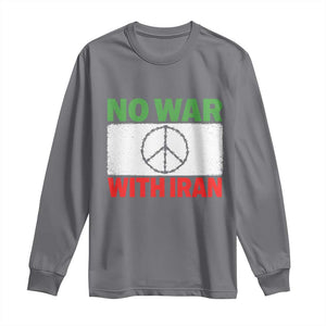 No War With Iran Long Sleeve Shirt Iranian People Support Barbed Wire Peace Sign TS11 Charcoal Print Your Wear
