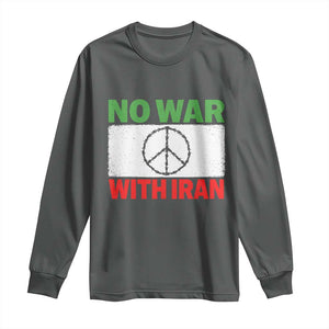 No War With Iran Long Sleeve Shirt Iranian People Support Barbed Wire Peace Sign TS11 Dark Heather Print Your Wear