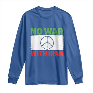 No War With Iran Long Sleeve Shirt Iranian People Support Barbed Wire Peace Sign TS11 Royal Blue Print Your Wear