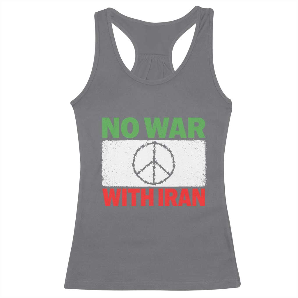 No War With Iran Racerback Tank Top Iranian People Support Barbed Wire Peace Sign TS11 Charcoal Print Your Wear