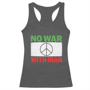 No War With Iran Racerback Tank Top Iranian People Support Barbed Wire Peace Sign TS11 Dark Heather Print Your Wear