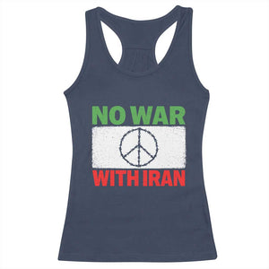 No War With Iran Racerback Tank Top Iranian People Support Barbed Wire Peace Sign TS11 Navy Print Your Wear