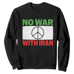 No War With Iran Sweatshirt Iranian People Support Barbed Wire Peace Sign TS11 Black Print Your Wear