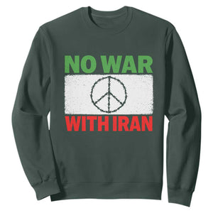 No War With Iran Sweatshirt Iranian People Support Barbed Wire Peace Sign TS11 Dark Forest Green Print Your Wear