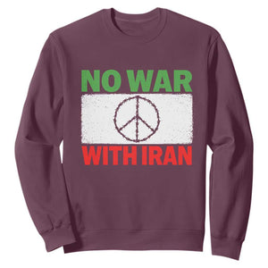 No War With Iran Sweatshirt Iranian People Support Barbed Wire Peace Sign TS11 Maroon Print Your Wear
