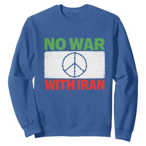 No War With Iran Sweatshirt Iranian People Support Barbed Wire Peace Sign TS11 Royal Blue Print Your Wear