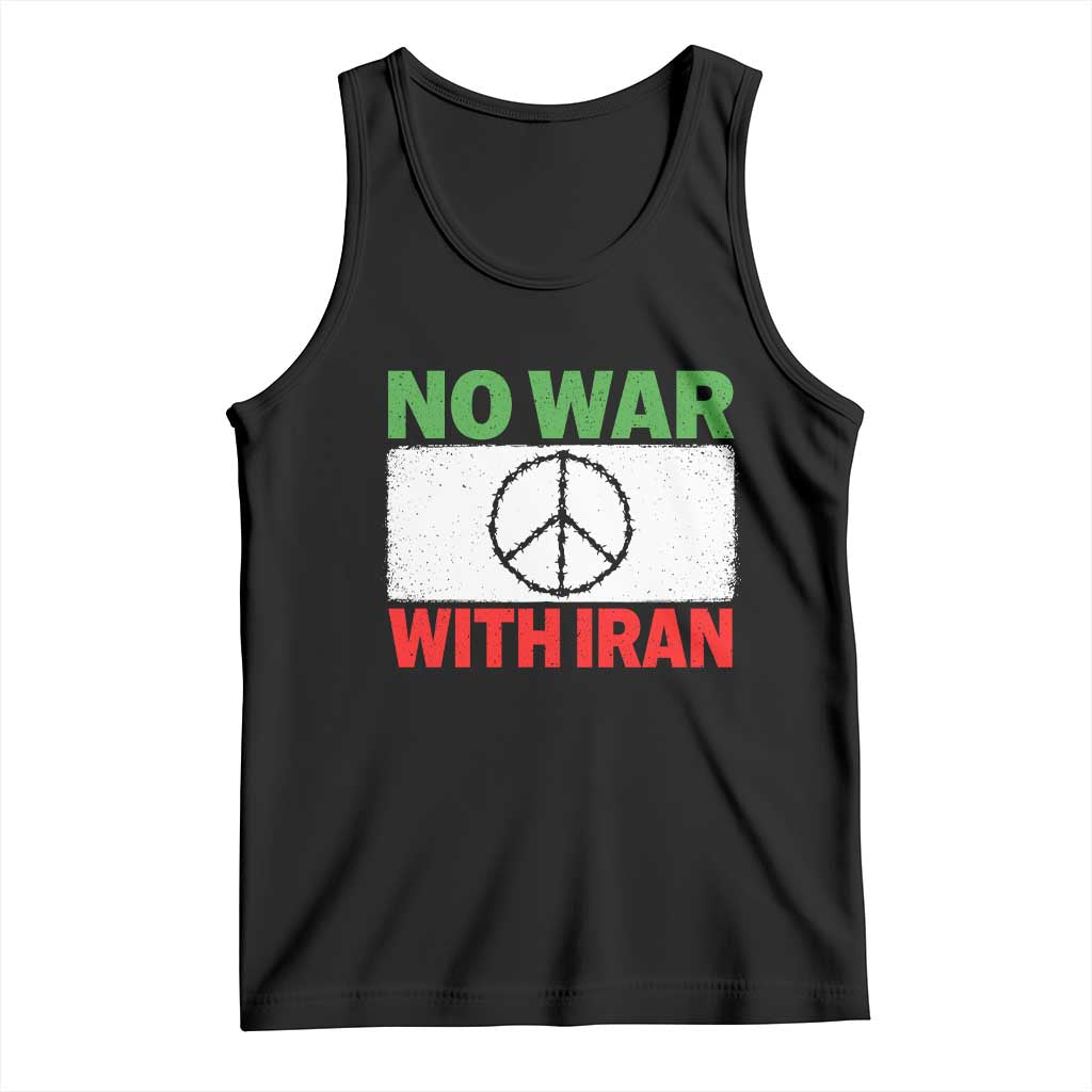 No War With Iran Tank Top Iranian People Support Barbed Wire Peace Sign TS11 Black Print Your Wear