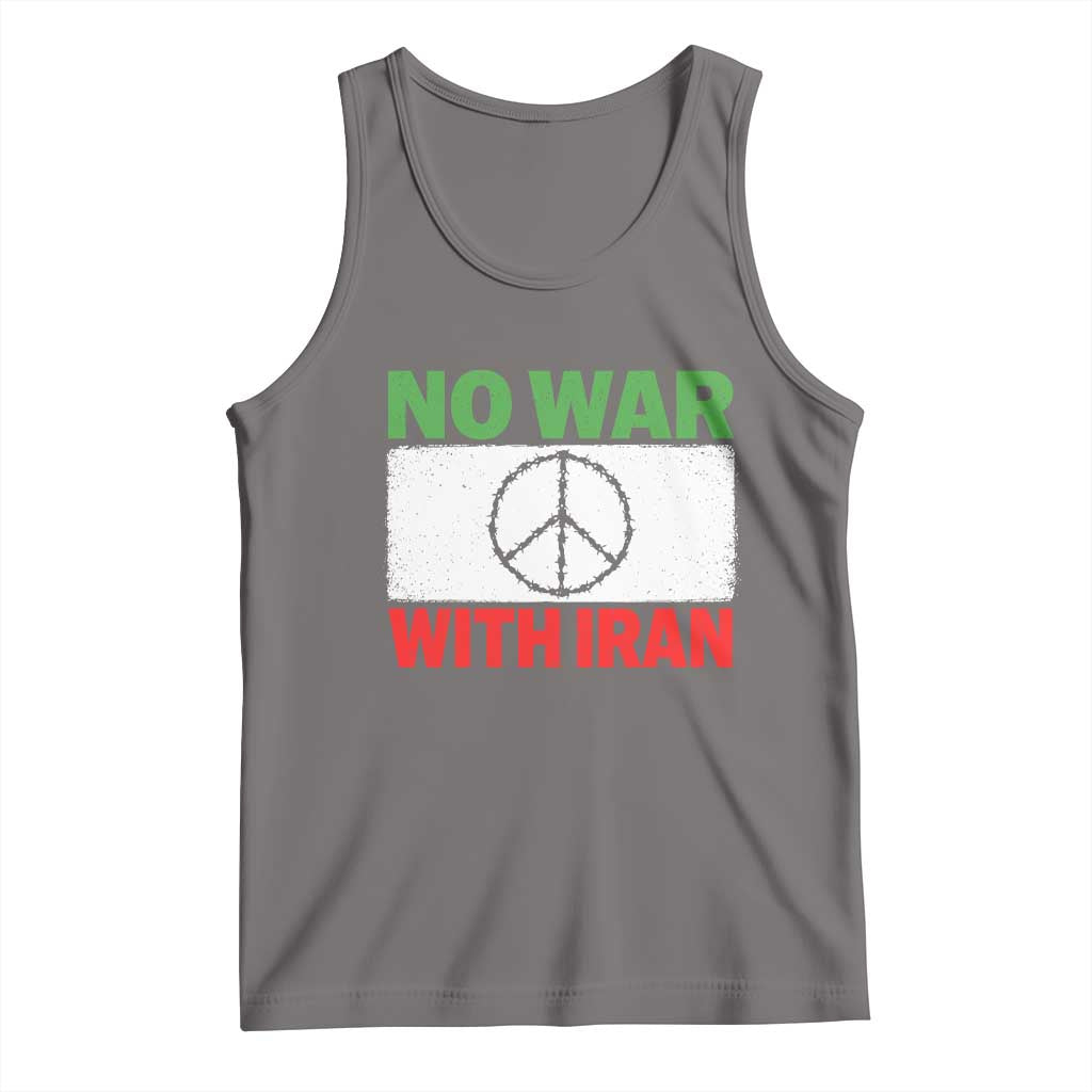 No War With Iran Tank Top Iranian People Support Barbed Wire Peace Sign TS11 Deep Heather Print Your Wear