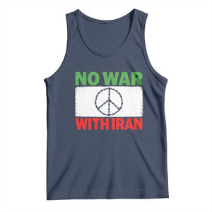 No War With Iran Tank Top Iranian People Support Barbed Wire Peace Sign TS11 Navy Print Your Wear