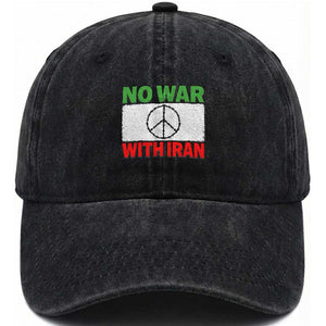 No War With Iran Washed Cotton Baseball Cap Iranian People Support Barbed Wire Peace Sign TS11 Print Your Wear