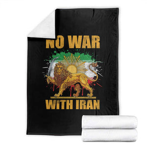 No War With Iran Throw Blanket Iran Flag Lion And Sun Persian Pride TS11 Black Print Your Wear