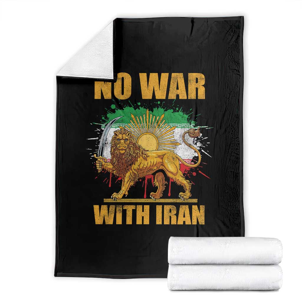 No War With Iran Throw Blanket Iran Flag Lion And Sun Persian Pride TS11 Black Print Your Wear