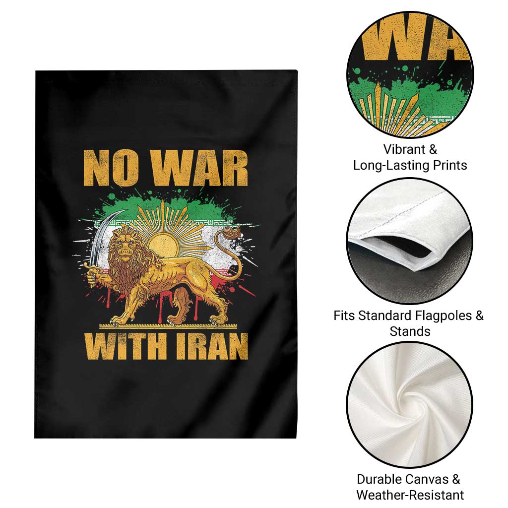 No War With Iran Garden Flag Iran Flag Lion And Sun Persian Pride TS11 Print Your Wear