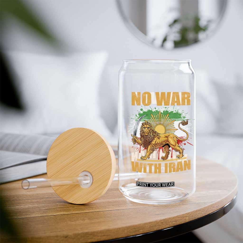 No War With Iran Glass Can Iran Flag Lion And Sun Persian Pride TS11 Print Your Wear