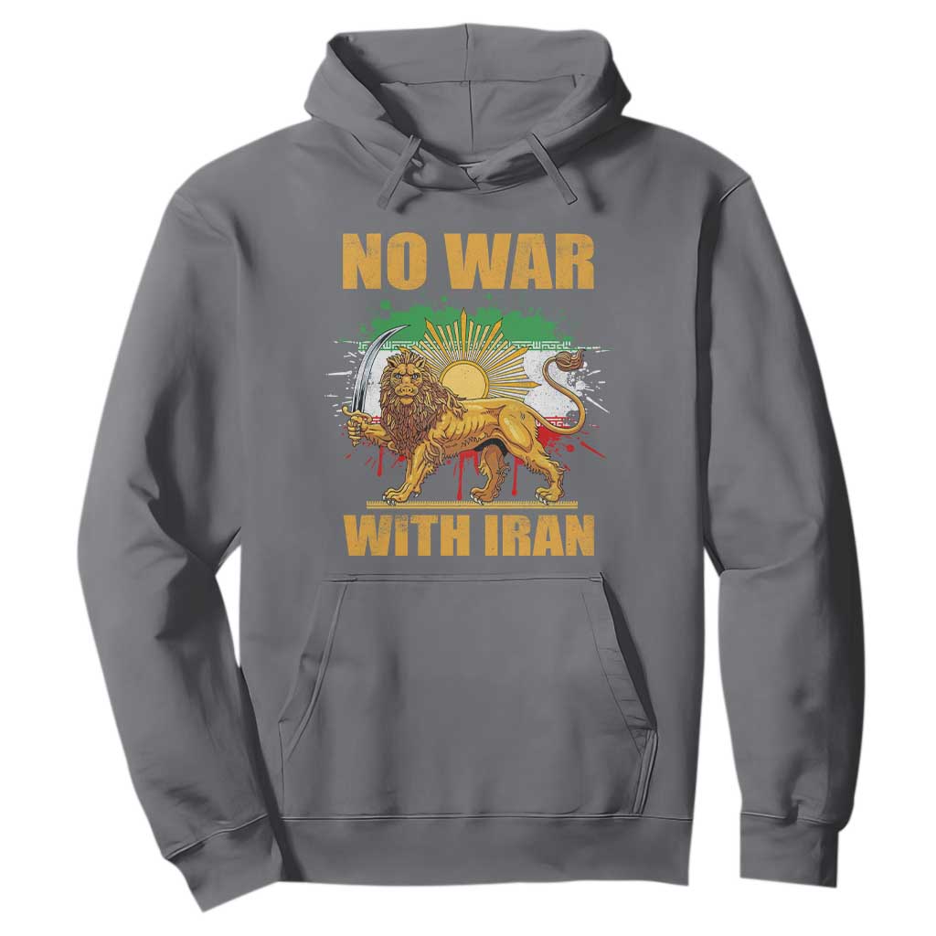 No War With Iran Hoodie Iran Flag Lion And Sun Persian Pride TS11 Charcoal Print Your Wear