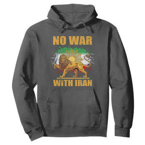No War With Iran Hoodie Iran Flag Lion And Sun Persian Pride TS11 Dark Heather Print Your Wear