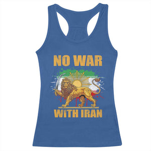 No War With Iran Racerback Tank Top Iran Flag Lion And Sun Persian Pride TS11 Royal Blue Print Your Wear