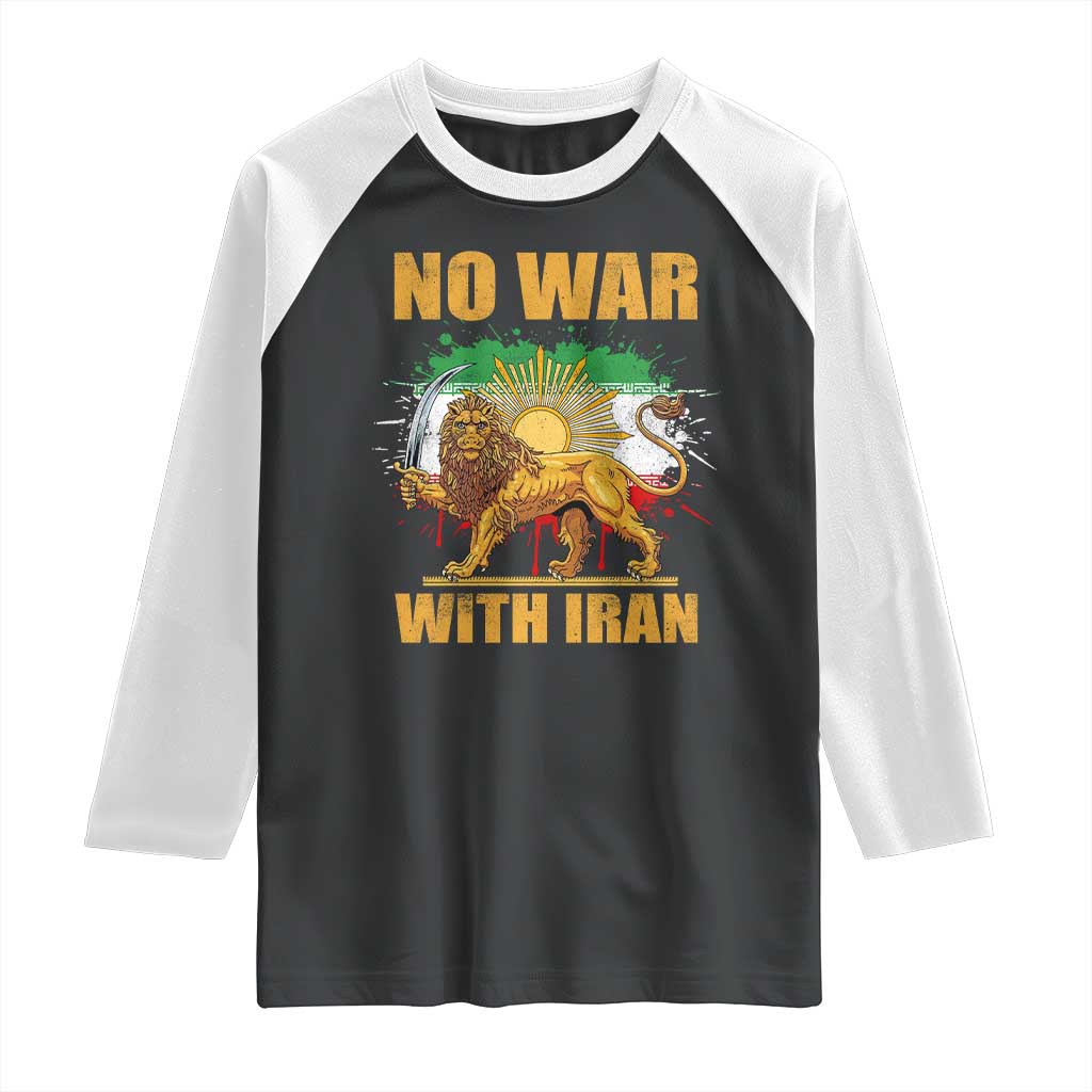 No War With Iran Raglan Shirt Iran Flag Lion And Sun Persian Pride TS11 Black White Print Your Wear