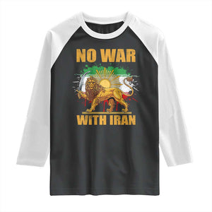 No War With Iran Raglan Shirt Iran Flag Lion And Sun Persian Pride TS11 Black White Print Your Wear