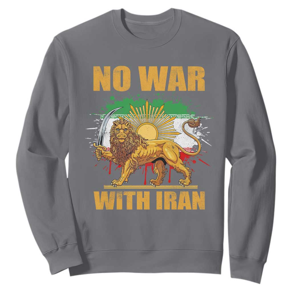 No War With Iran Sweatshirt Iran Flag Lion And Sun Persian Pride TS11 Charcoal Print Your Wear