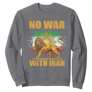 No War With Iran Sweatshirt Iran Flag Lion And Sun Persian Pride TS11 Charcoal Print Your Wear