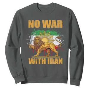 No War With Iran Sweatshirt Iran Flag Lion And Sun Persian Pride TS11 Dark Heather Print Your Wear