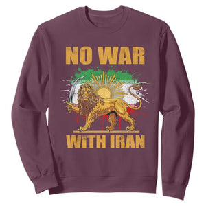 No War With Iran Sweatshirt Iran Flag Lion And Sun Persian Pride TS11 Maroon Print Your Wear