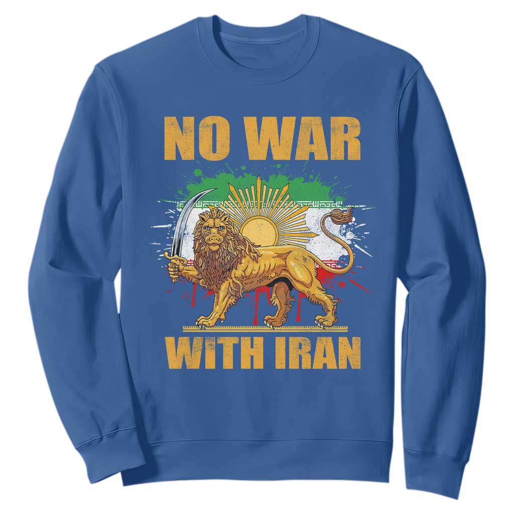 No War With Iran Sweatshirt Iran Flag Lion And Sun Persian Pride TS11 Royal Blue Print Your Wear