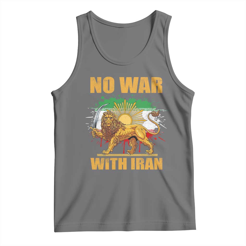 No War With Iran Tank Top Iran Flag Lion And Sun Persian Pride TS11 Black Heather Print Your Wear