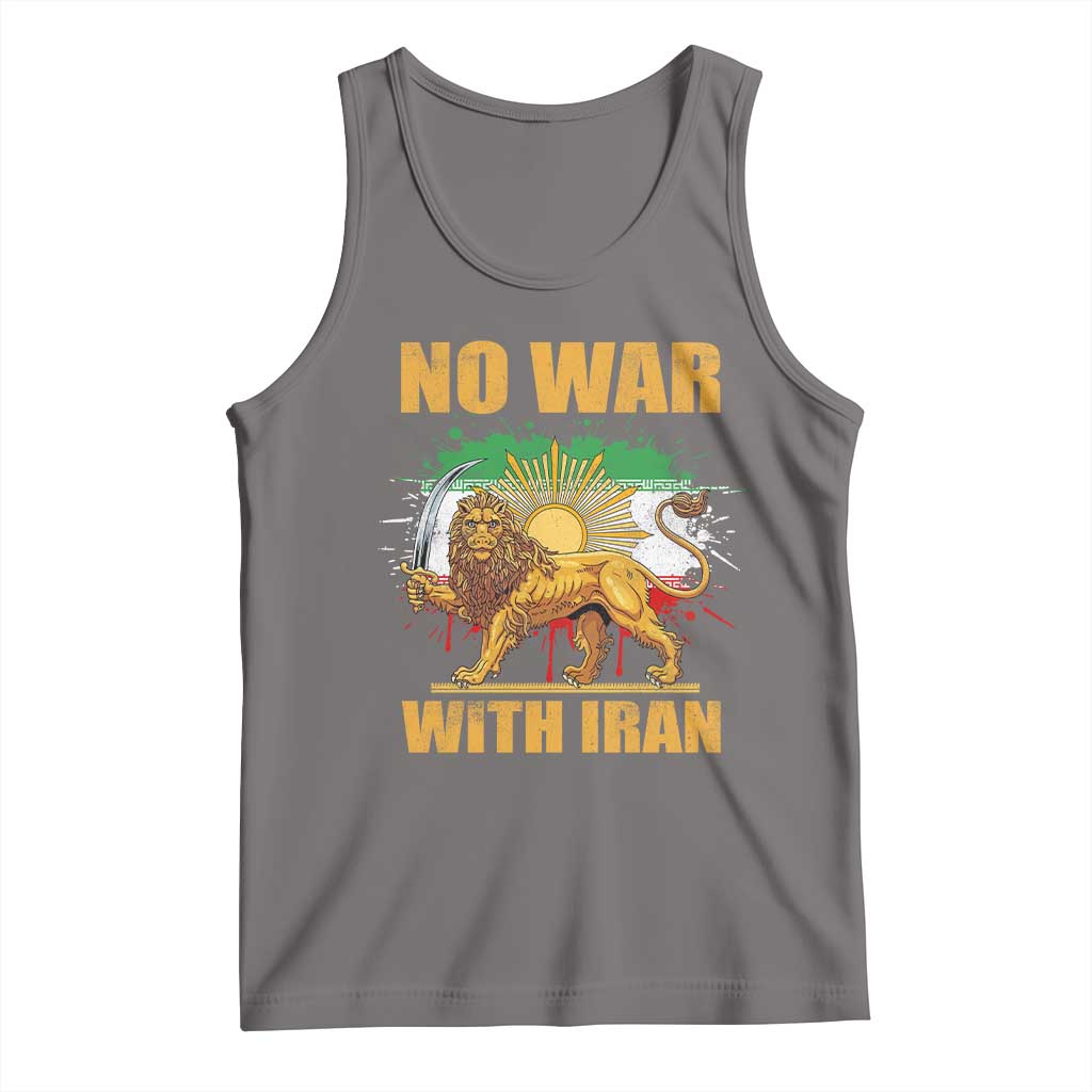 No War With Iran Tank Top Iran Flag Lion And Sun Persian Pride TS11 Deep Heather Print Your Wear