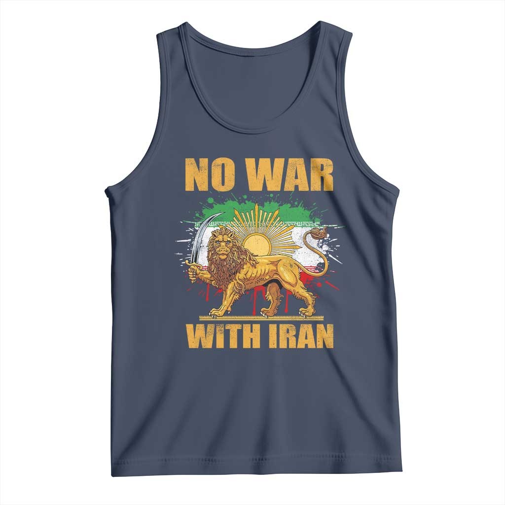 No War With Iran Tank Top Iran Flag Lion And Sun Persian Pride TS11 Navy Print Your Wear