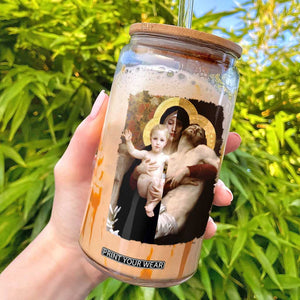 Jesus Christ and Mother Mary William Adolphe Bouguereau Art Glass Can TS11 Black Print Your Wear