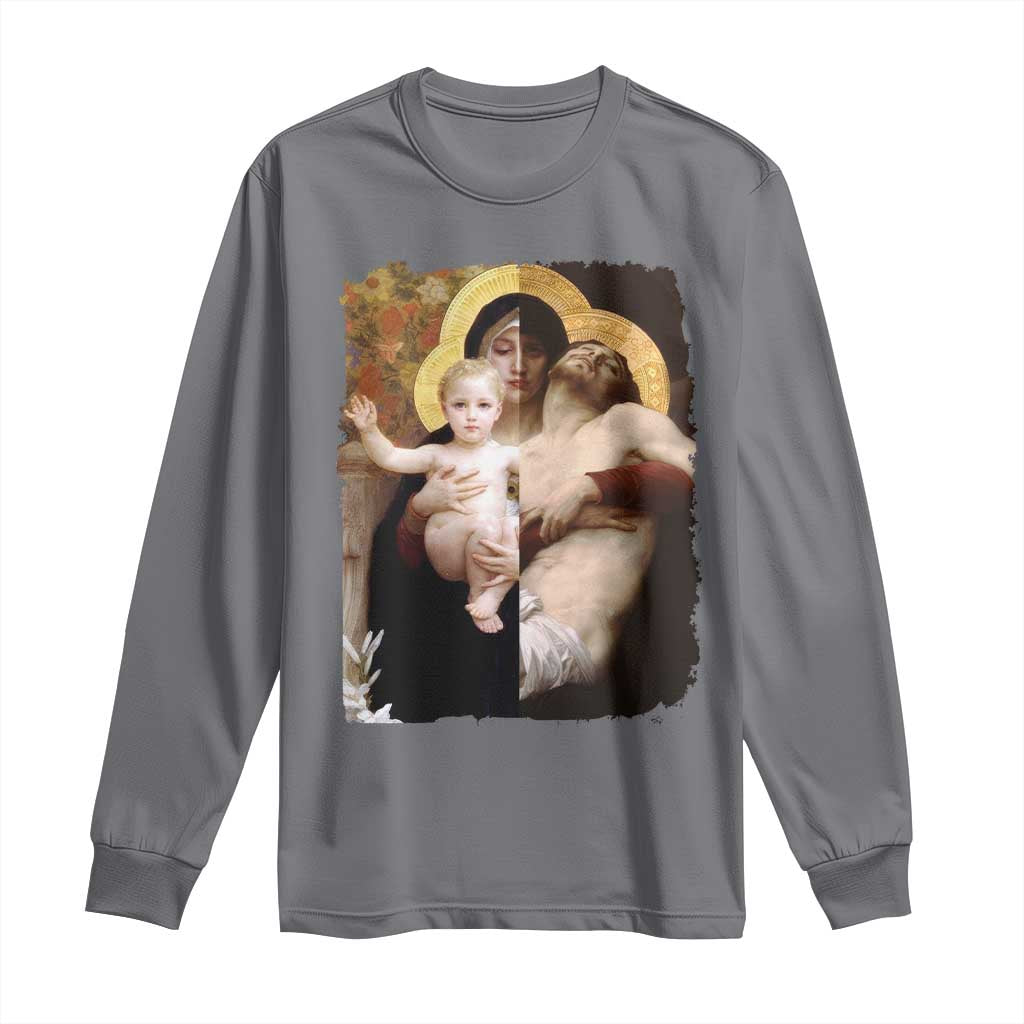 Jesus Christ and Mother Mary William Adolphe Bouguereau Art Long Sleeve Shirt TS11 Charcoal Print Your Wear