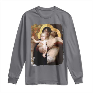 Jesus Christ and Mother Mary William Adolphe Bouguereau Art Long Sleeve Shirt TS11 Charcoal Print Your Wear