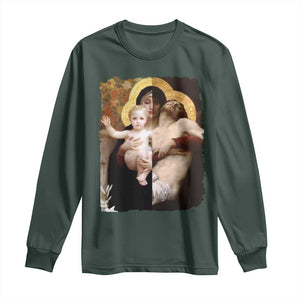 Jesus Christ and Mother Mary William Adolphe Bouguereau Art Long Sleeve Shirt TS11 Dark Forest Green Print Your Wear