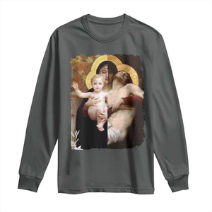 Jesus Christ and Mother Mary William Adolphe Bouguereau Art Long Sleeve Shirt TS11 Dark Heather Print Your Wear