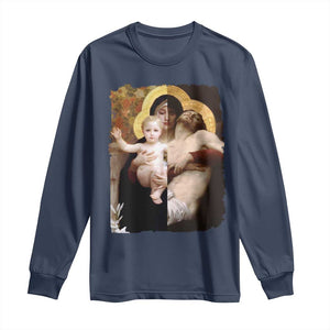 Jesus Christ and Mother Mary William Adolphe Bouguereau Art Long Sleeve Shirt TS11 Navy Print Your Wear