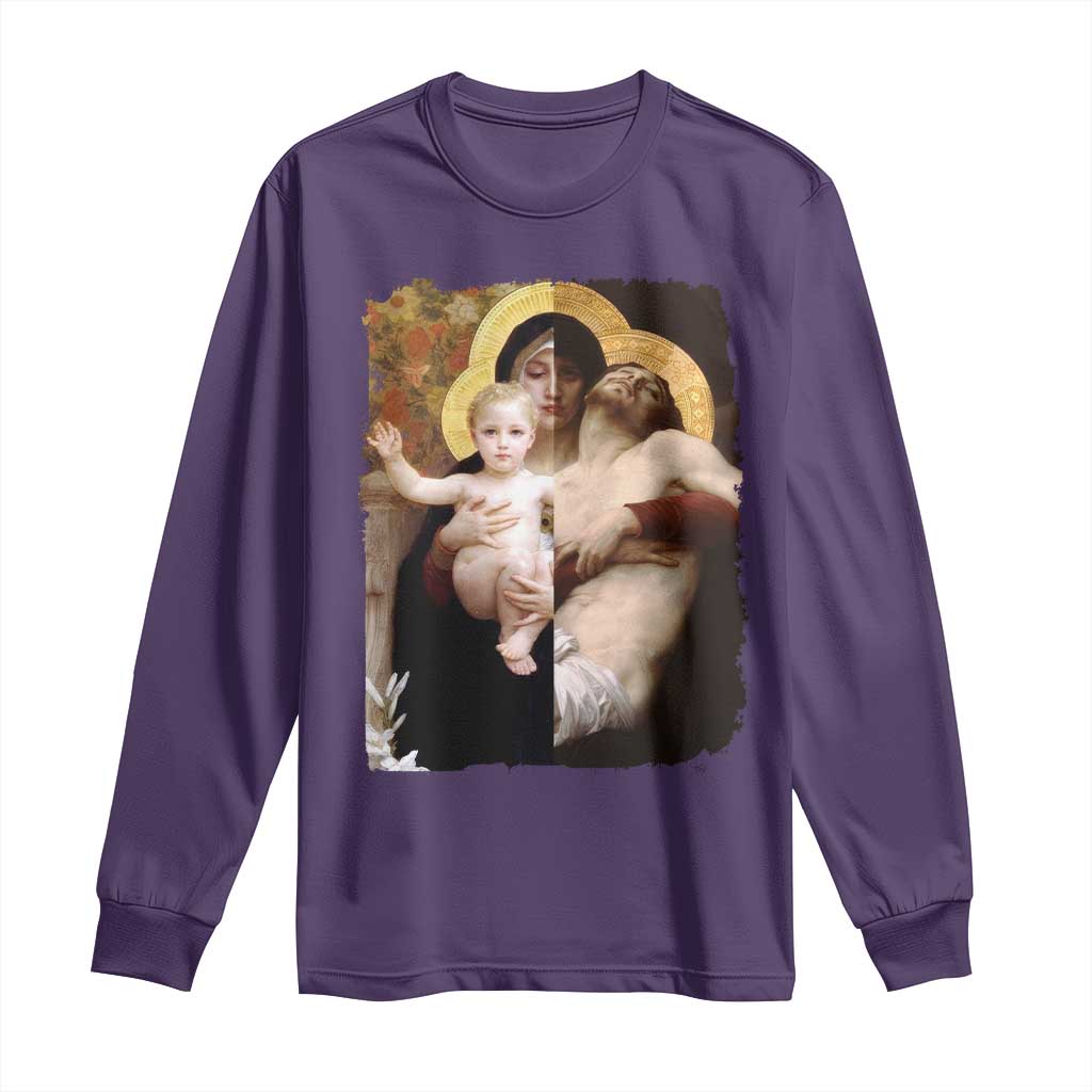 Jesus Christ and Mother Mary William Adolphe Bouguereau Art Long Sleeve Shirt TS11 Purple Print Your Wear