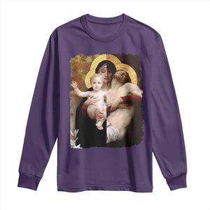 Jesus Christ and Mother Mary William Adolphe Bouguereau Art Long Sleeve Shirt TS11 Purple Print Your Wear