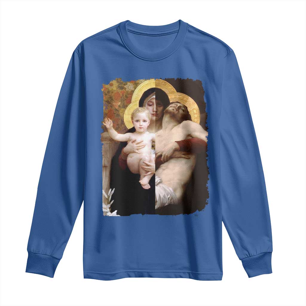 Jesus Christ and Mother Mary William Adolphe Bouguereau Art Long Sleeve Shirt TS11 Royal Blue Print Your Wear