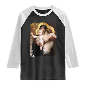 Jesus Christ and Mother Mary William Adolphe Bouguereau Art Raglan Shirt TS11 Black White Print Your Wear